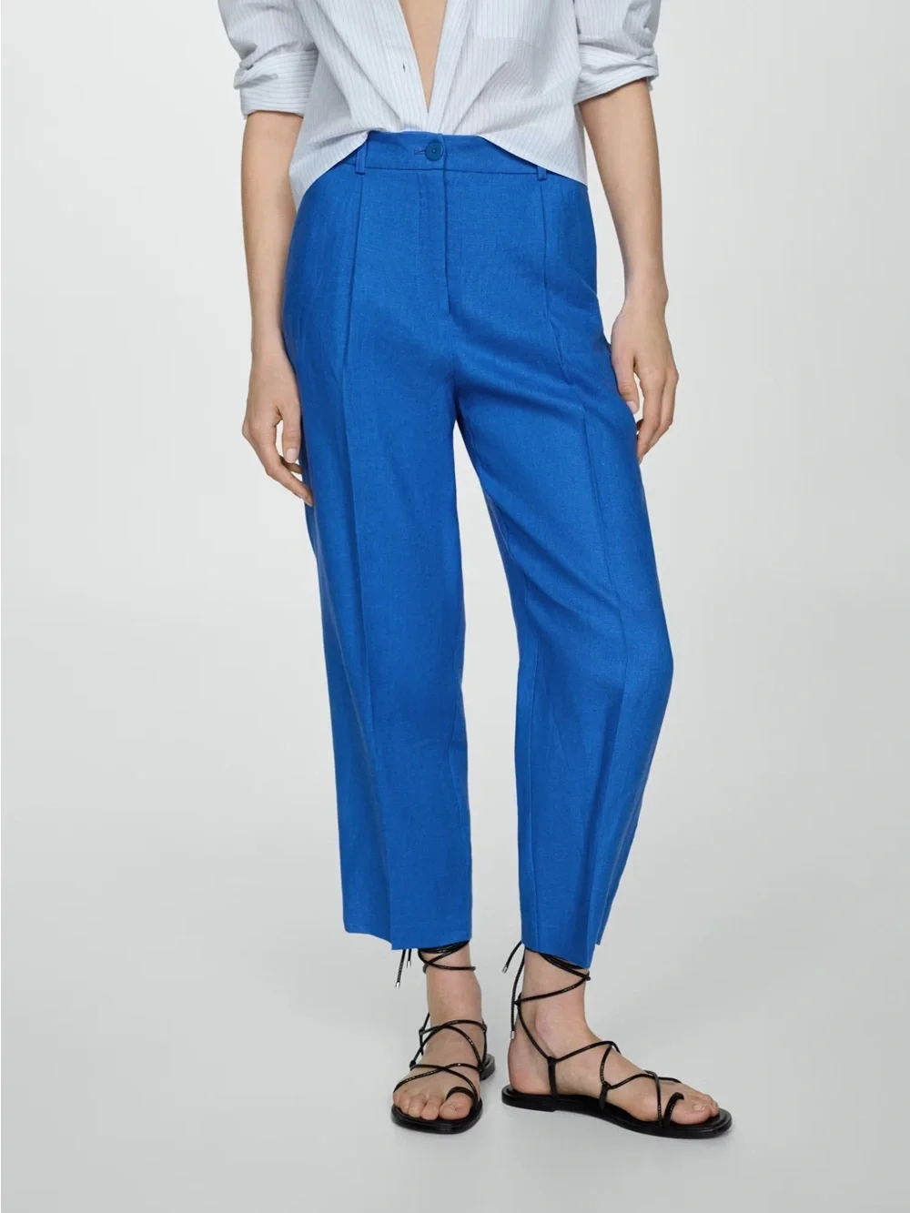 Mango Cropped Linen Pants 4/36